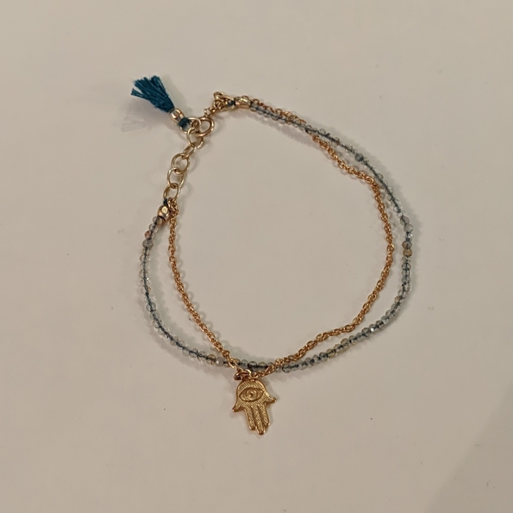 Evil Eye Gold Crystal Bead Bracelet